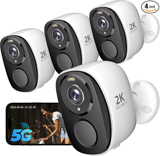 Rraycom 4 Pack 2K Security Cameras Wireless Outdoor, Battery Powered by Rraycom
