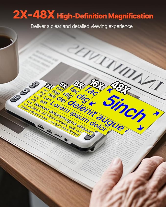 VEVOR Portable Digital Magnifier, 5-inch HD Electronic Video Magnifier - Image 2