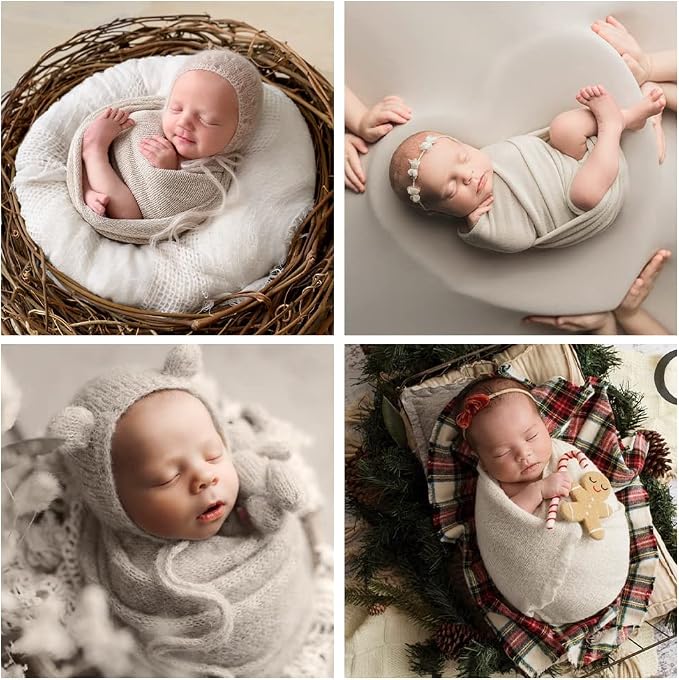 Newborn Posing Wrap Newborn Photography Props Soft Stretch Knit Blanket - Image 4