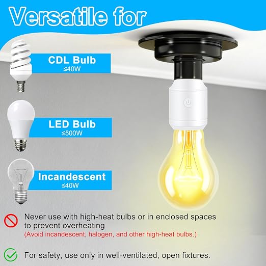Remote Control E26 E27 Light Bulb Socket Adapter, Max 500W, No Wiring Needed - Image 6
