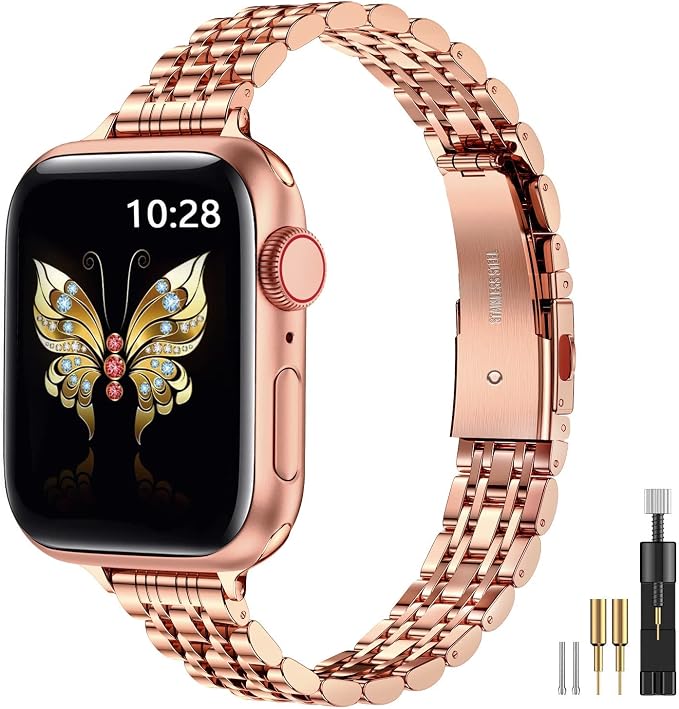 MioHHR Slim Metal Band Compatible by ProfessionalStainlessSteelWatchBandCase