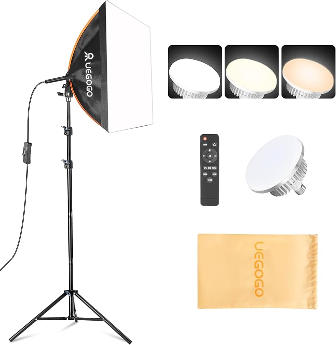 UEGOGO Softbox Photography Lighting Kit，UL Certified 85W 3000-7500K LED Bulbs by UEGOGO