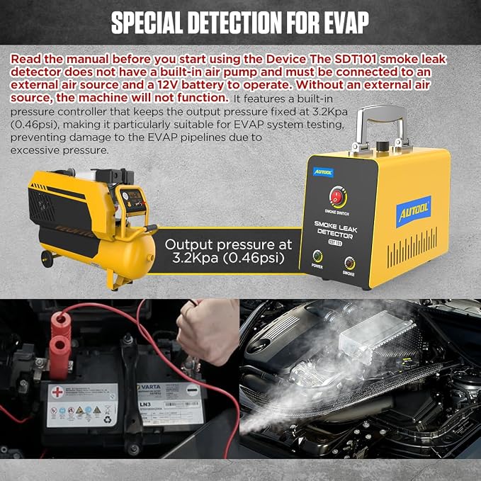 Automotive Smoke Machine Leak Detector, Evap Vacuum Smoke Diagnostic Tester - Image 3