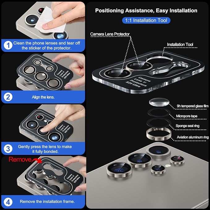 WSKEN for Samsung Galaxy S25 Ultra Camera Lens Protector - Image 6