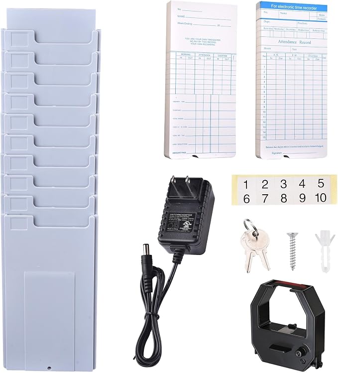 Yescom Attendance Punch Time Clock Bundle Employee Payroll Recorder LCD Display - Image 9