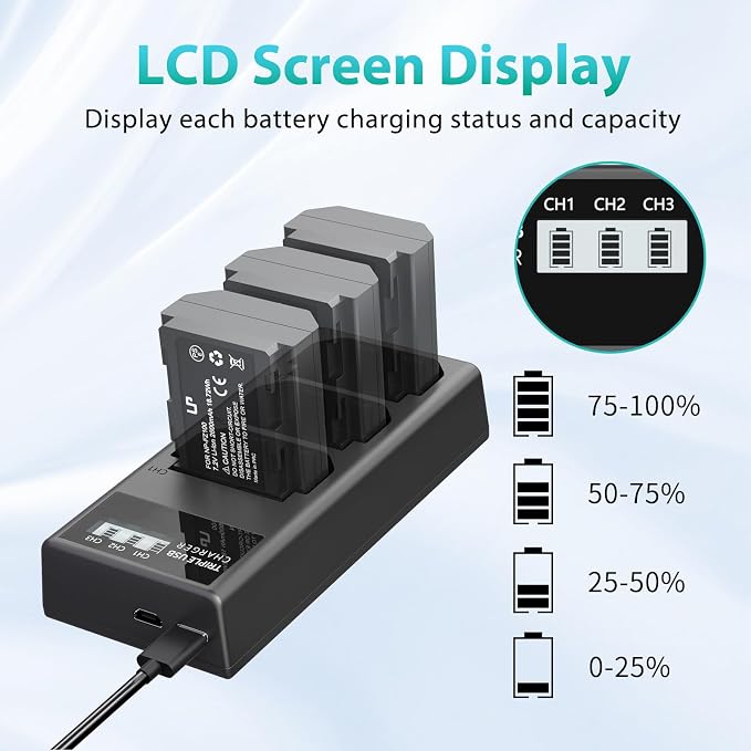 LP NP-FZ100 Battery Charger, 3-Slot USB Charger - Image 4