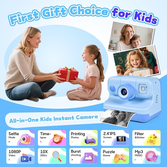 Kids Instant Print Camera, 30MP 1080P HD Digital Camera - Image 7