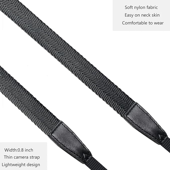 Camera Neck Strap/Thin Camera Strap or Binoculars Strap Black - Image 2