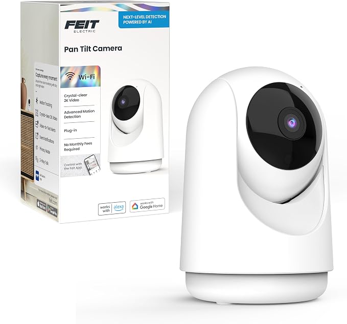 Feit Electric Smart Indoor Pan Tilt Baby Monitor Camera, 2K WiFi Security Camera by FeitElectricCompany