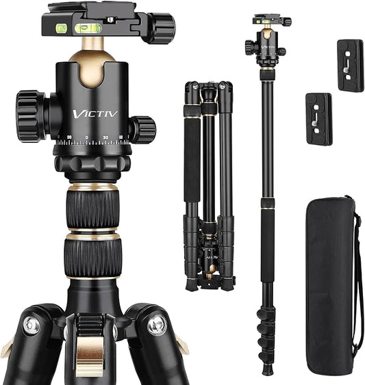 77" Aluminum Camera Tripods & Monopods, Victiv Compact Travel Tripod by Victiv