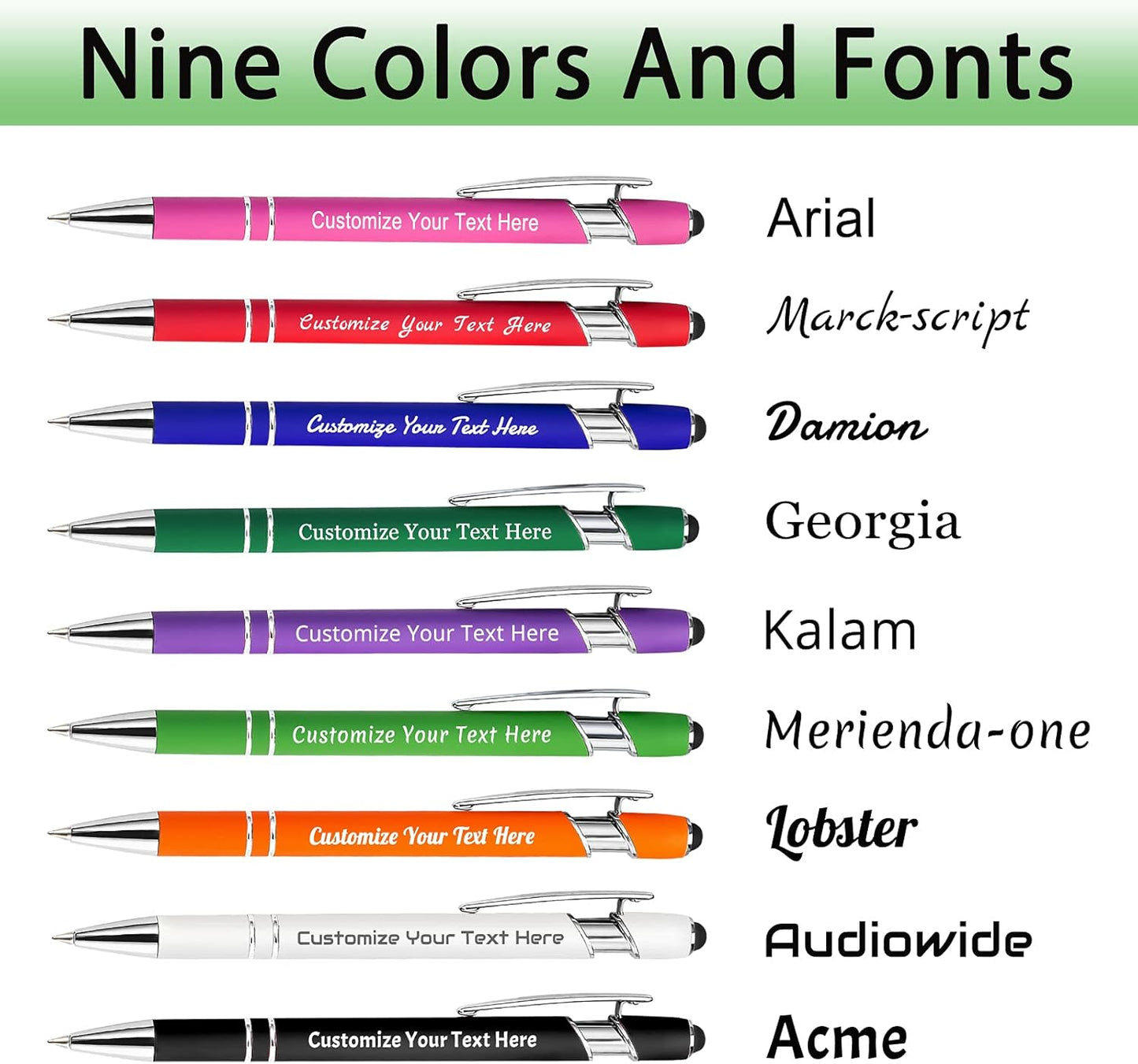 Max 500 Pcs Personalized Pens Bulk, Custom Pens with Free Engraving, Customized Stylus Tip Ballpoint Pen with Your Name Massage Text for School Office Business Graduation Anniversaries-300 Packs