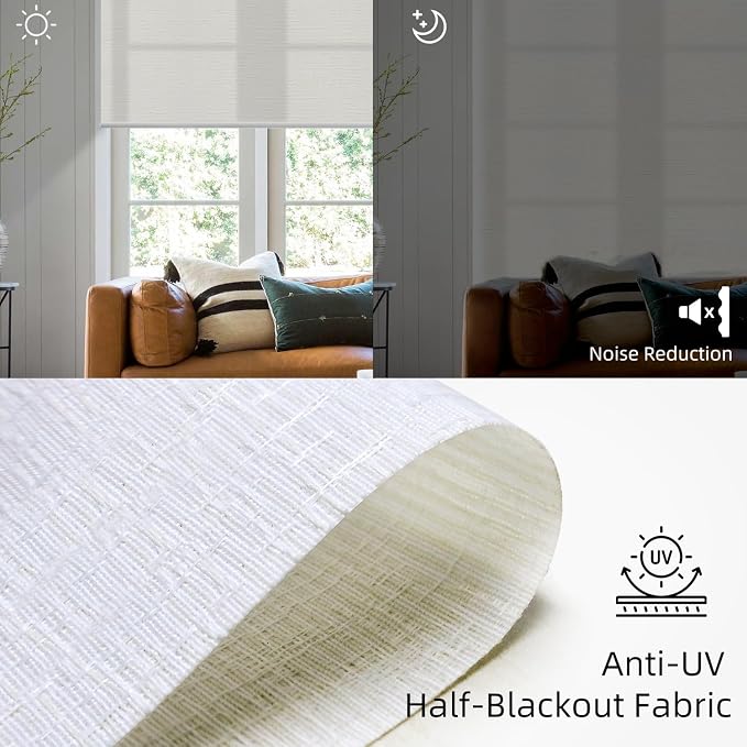 SmartWings 70% Light Filtering Motorized Roller Shades Work - Image 4
