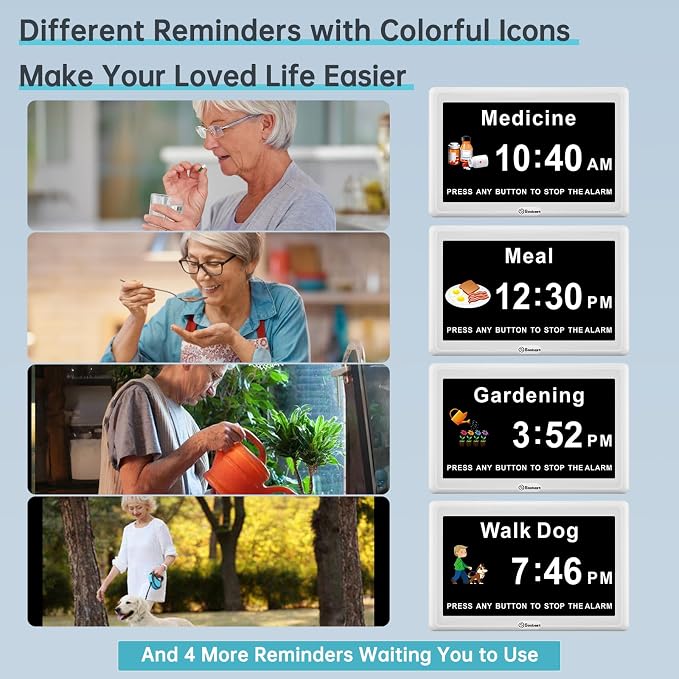 Soobest Dementia Digital Clock for Seniors Elderly, 20 Alarm Reminders 3 - Image 5