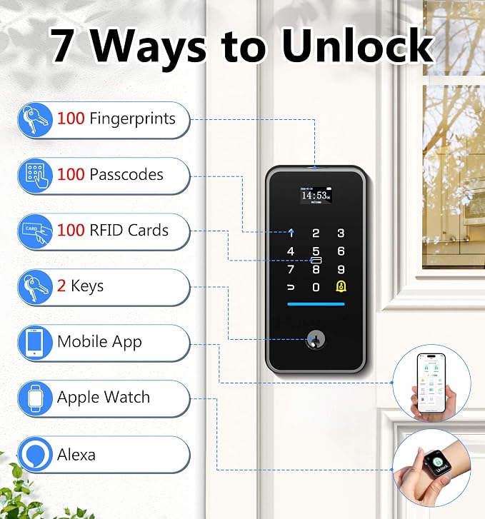 Anweller Smart Deadbolt Lock, WiFi Fingerprint Keyless Entry Door Lock - Image 2