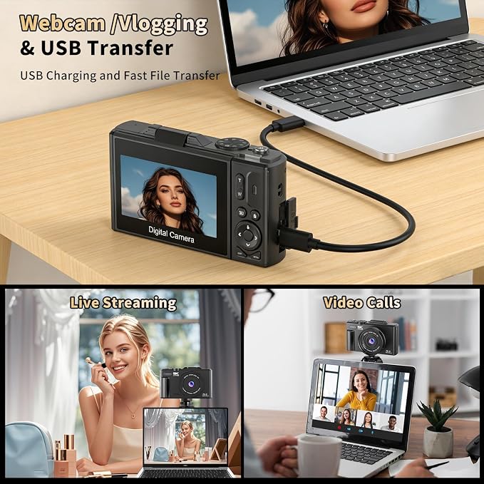 Ourlife Cameras for Photography, 5K 75MP Autofocus Vlogging Camera for YouTube - Image 6