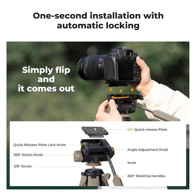 K&F CONCEPT Camera Tripod, Cellphone Clip - Image 6