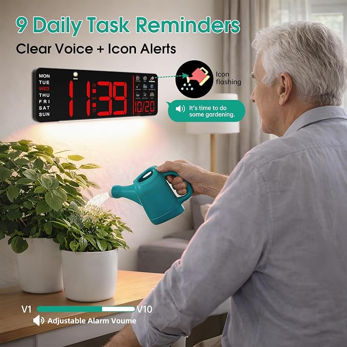 Hoifen Clock with Day and Date for Seniors, Remote Control, Night Light - Image 2