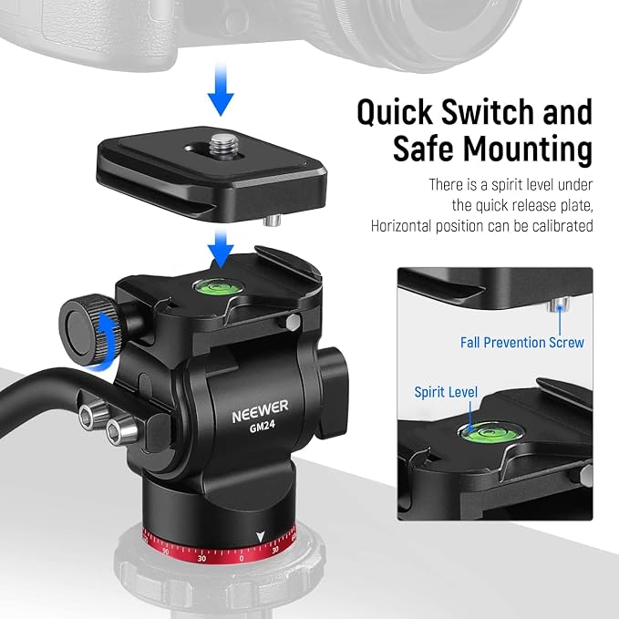NEEWER Tripod Fluid Head Pan Tilt Head - Image 6