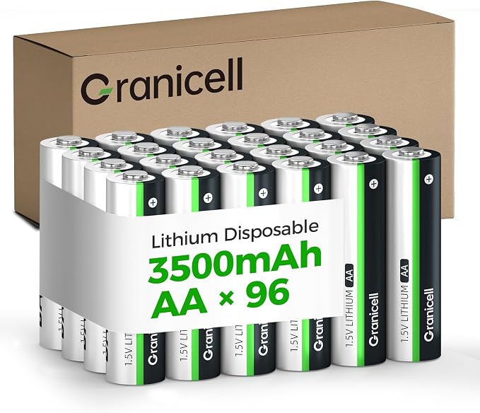 Granicell 96-Pack 3500mAh Lithium AA Batteries | 1.5V by Granicell