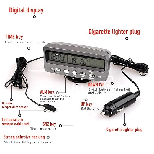 Multi-Functional Car Smart Digital Thermometer, Outside Thermometer Fahrenheit - Image 2