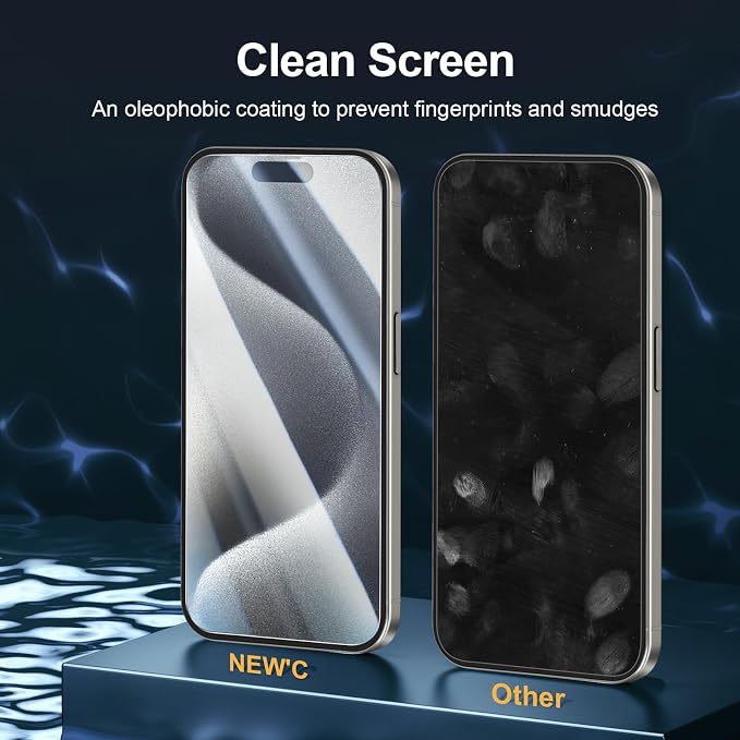 NEW'C 3x for iPhone 15 Pro Screen Protector+ 3x Camera Lens Protector, Sensor - Image 5