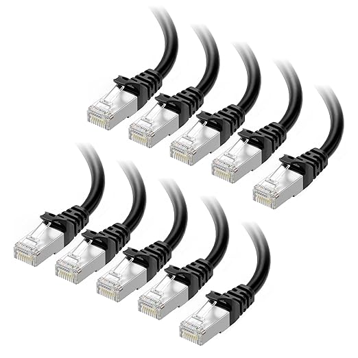 Cable Matters 10Gbps 10-Pack Snagless Short Shielded Cat 6A Ethernet Cable - 3ft by CableMatters