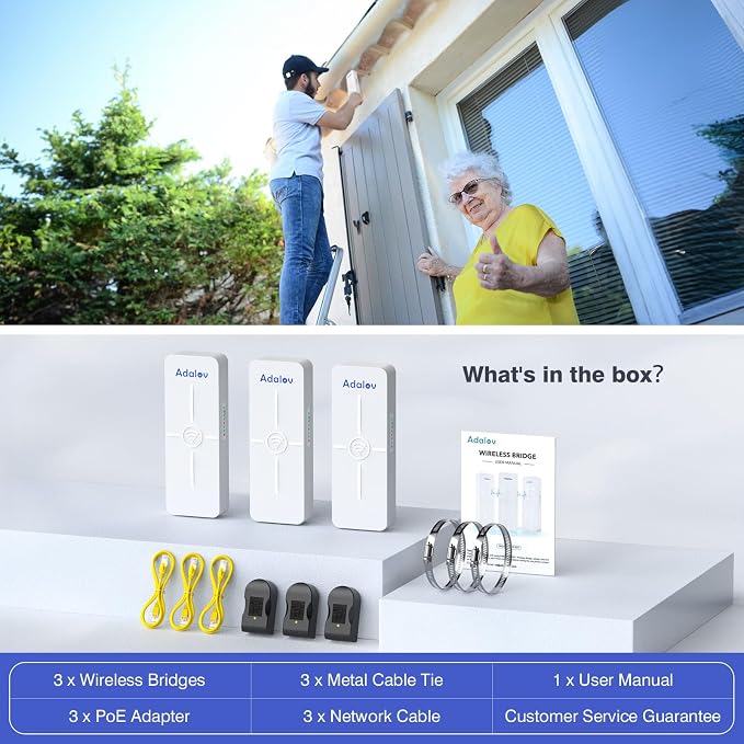 AdaLov CPE881 3 Pack Wireless Bridges, Point to Point Gigabit WiFi Bridge - Image 6