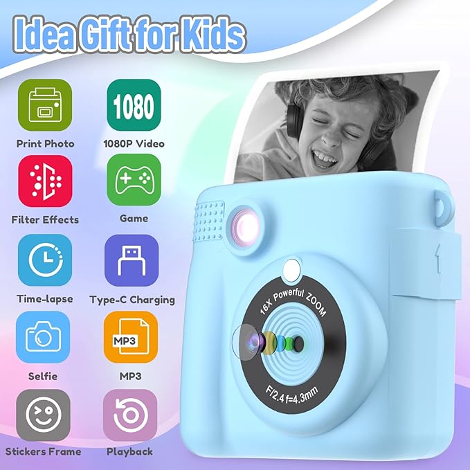 ESOXOFFORE Kids Camera Instant Print, Christmas Birthday Gifts - Image 2