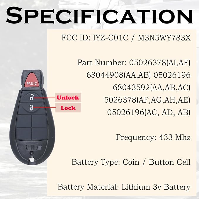 SUPALAND Key Fob FOBIK Keyless Remote Replacement Fits - Image 3