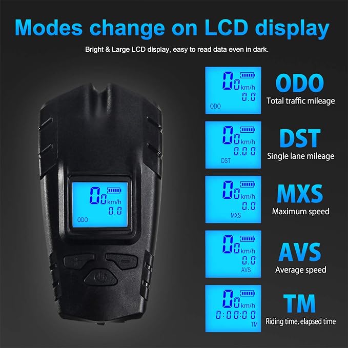 VLOXO Bike Speedometer with LED Bike Light, IP65 Waterproof Bicycle Odometer - Image 4