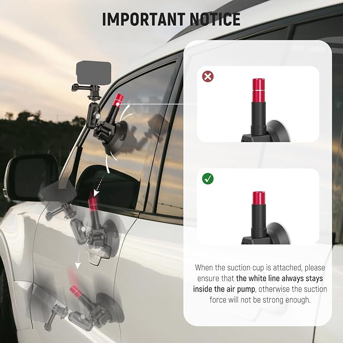 NEEWER Triple Suction Cup Car Mount Kit, Carbon Fiber Camera Mount - Image 4