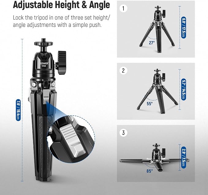NEEWER Mini Desk Tripod, Metal Table Top Small Portable Travel Selfie Stick - Image 5