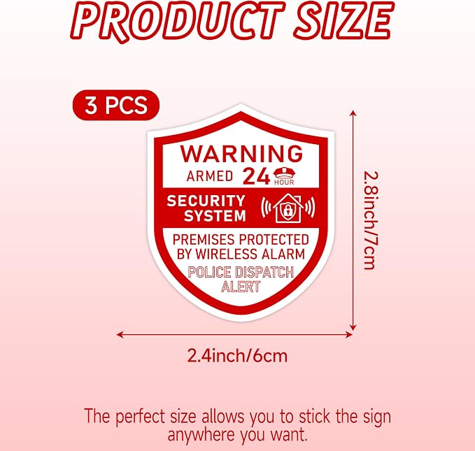 3PCS Security Alarm System Sign - Image 2