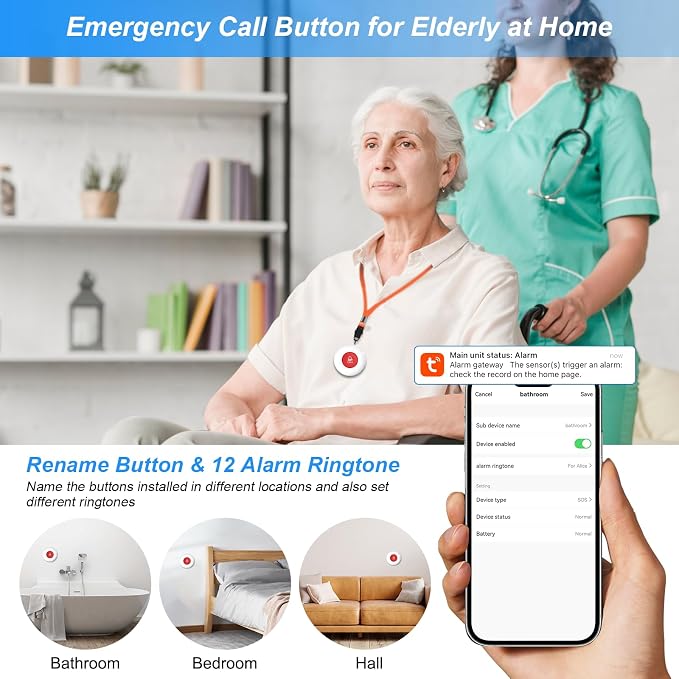 WiFi Rechargable Smart Wireless Caregiver Call Button Nurse Calling Life - Image 8