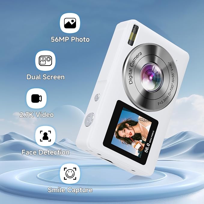 Digital Camera, 56MP 2.7K Dual-Screen Selfie Camera - Image 9