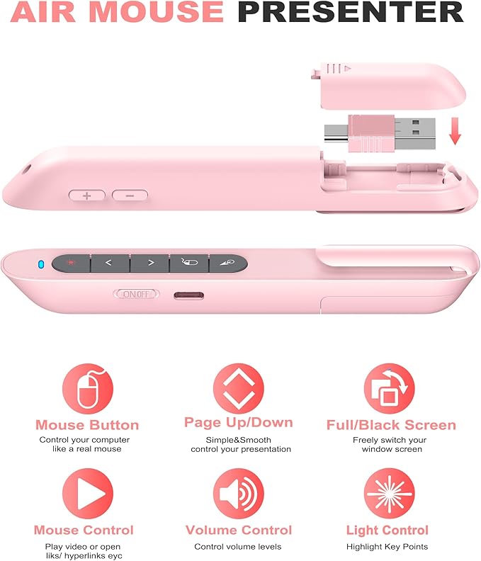 DINOSTRIKE Pink Wireless Presentation Remote - Image 5