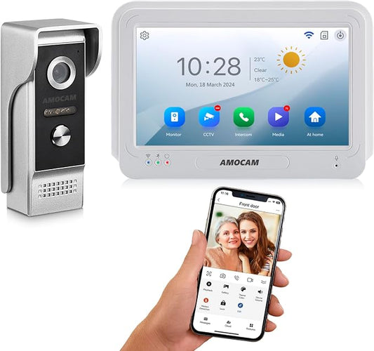 Wireless WiFi Video Doorbell Intercom System, 1080P Video Door Camera by AMOCAM