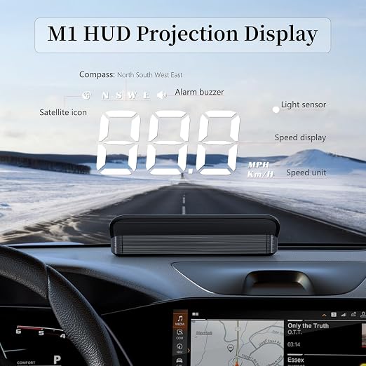 AZIJYV Heads Up Display for Cars, Windshield Speedometer Projector HUD M1white - Image 2
