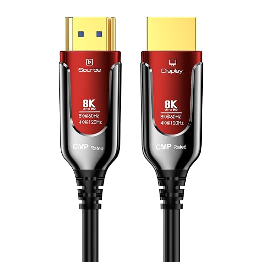 50Ft Plenum Rated HDMI Cable, 8K 48Gbps Fiber Optic Ultra High Speed Long HDMI by DGHUMEN