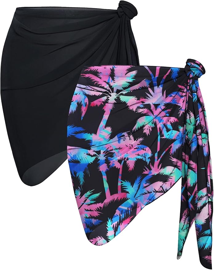 CHICGAL 2 Pieces Women Beach Sarong Bathing Suit Wrap Skirt Sheer Bikini by CHICGAL