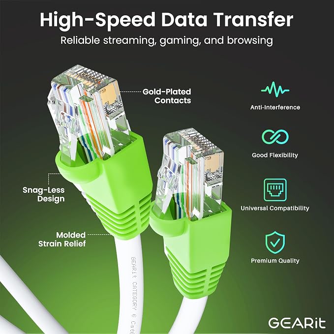 GEARit RJ45 Cat-6 Ethernet Patch Cable, DIY Bulk Kit, 10Gpb Transfer Speed - Image 2