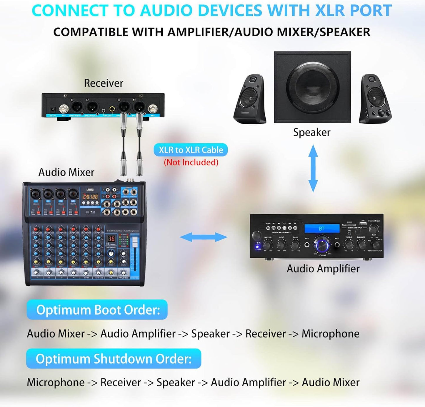 Rechargeable Wireless Microphone System 4 Channel Pro, UHF Metal Handheld Wireless Mics Cordless for Church Karaoke Singing with Volume Control, 4x50 Frequency(G8)