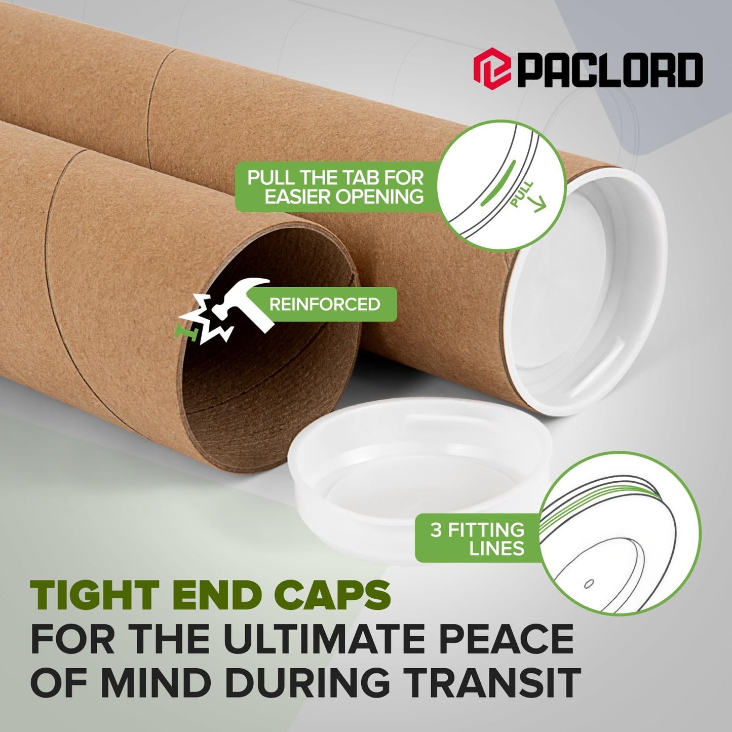4" x 72" Reinforced Kraft Paper Mailing Tube, Pack of 4 Tubes with 8 Caps – Secure USPS Approved Poster Tube – Cardboard Tube for Shipping and Storing Posters, Prints, Artwork, or Documents
