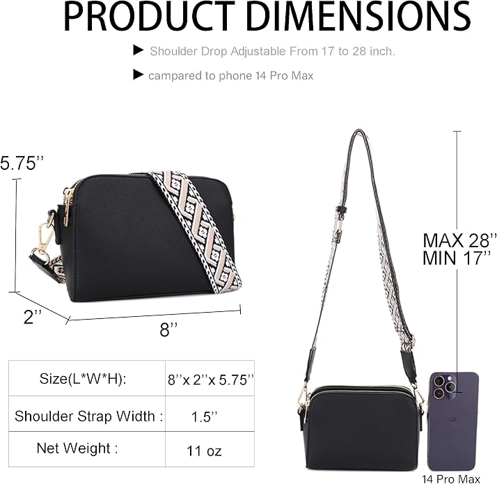 EVVE Crossbody Bags for Women Trendy Triple Zip Small Crossbody Camera Bag Purse - Image 3