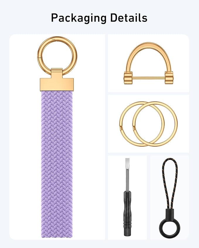 Stretchy Braided Wristlet D-Ring Detachable - Image 2
