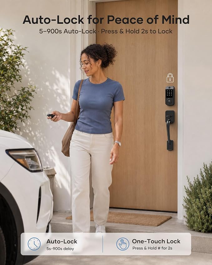 Wi-Fi Smart Front Door Lock Set, Keyless Entry Deadbolt Handle Set Built-in - Image 6