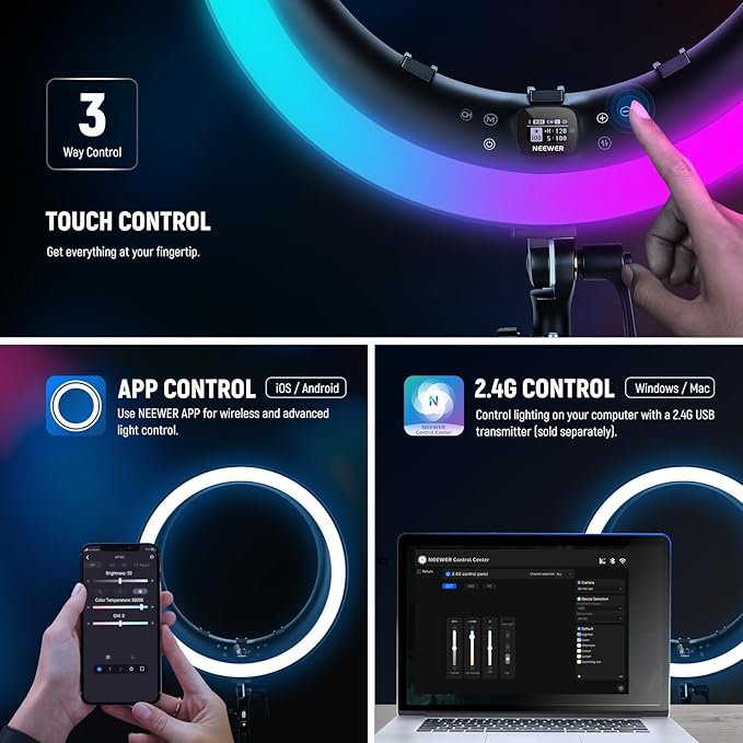 NEEWER 19" RGB LED Ring Light - Image 6