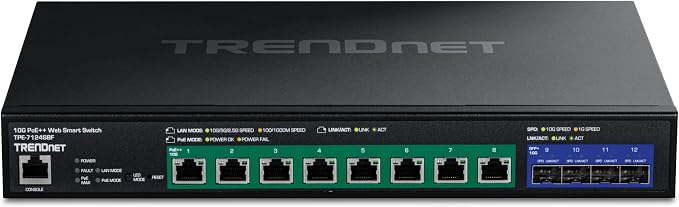 TRENDnet 12-Port 10G PoE++ Web Smart Switch, TPE-7124SBF, 720W PoE Power Budget - Image 5