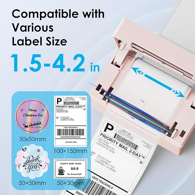 KNAON Bluetooth Thermal Shipping Label Printer, 4x6 Portable Thermal Address - Image 3