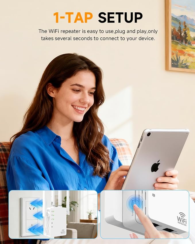 1200Mbps Dual-Band WiFi Extender | 12880 Sq.ft Coverage, Supports 105 Devices - Image 2